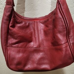 Vintage Red Leather Purse/Shoulder Bag Made in Mexico